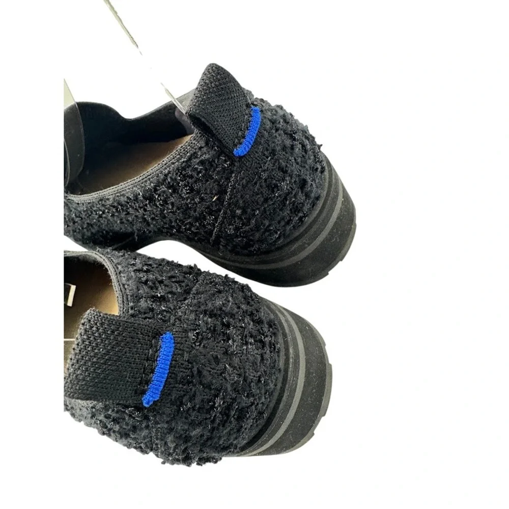 Rothy's The Lug Loafer Boucle Black Merino Wool Textured Knit‎ Size 8.5